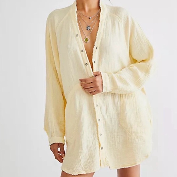 We The Free Tops - SOLD Free People We the Free Summer Daydream Buttondown Shirt Yellow Large